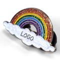 Diseño personalizado propio logotipo arcoirbow nube blanca brillo polvo de polvo de lapa de zinc